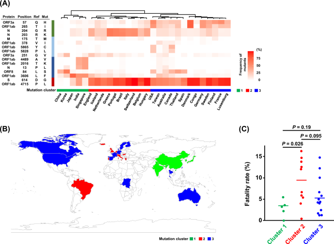 Sars Cov 2 Genomic Variations Associated With Mortality Rate Of Covid 19 Journal Of Human Genetics