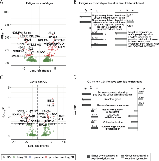 Cognitive impairments correlate with increased central nervous