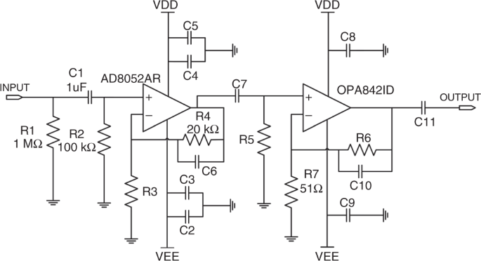 full duplex light communication with a monolithic multicomponentexternal filter and amplifier circuit