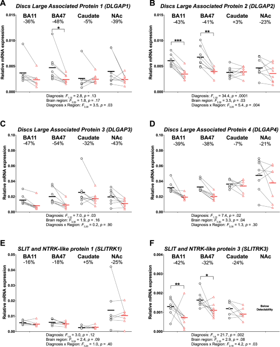Lower excitatory synaptic gene expression in orbitofrontal cortex and striatum in an initial study of subjects with obsessive compulsive disorder