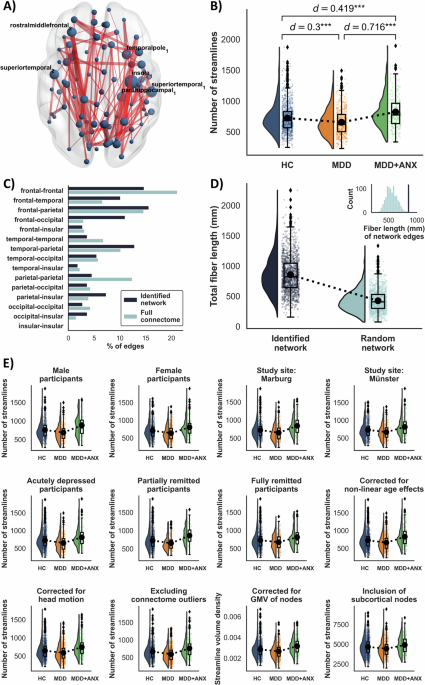 Network-based analysis of differential white matter connectivity in major depressive disorder with and without comorbid anxiety - Neuropsychopharmacology