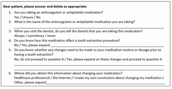 Study reveals gaps in patient knowledge of anticoagulants before tooth extraction