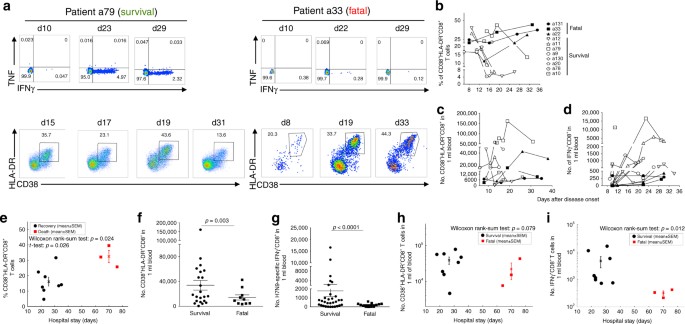 Clonally diverse CD38+HLA-DR+CD8+ T cells persist during fatal H7N9 disease  | Nature Communications