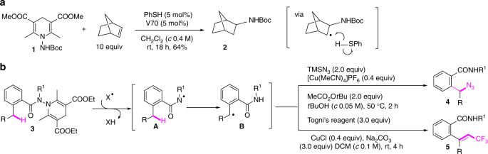 Copper Catalyzed Remote C Sp 3 H Azidation And Oxidative Trifluoromethylation Of Benzohydrazides Nature Communications