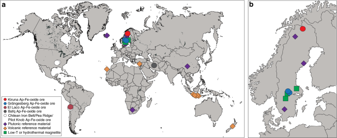 Global Fe O Isotope Correlation Reveals Magmatic Origin Of Kiruna Type Apatite Iron Oxide Ores Nature Communications