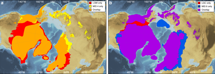 Ice Age Maps showing the extent of the ice sheets