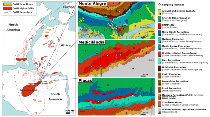 Massive methane fluxing from magma–sediment interaction in the end-Triassic  Central Atlantic Magmatic Province | Nature Communications