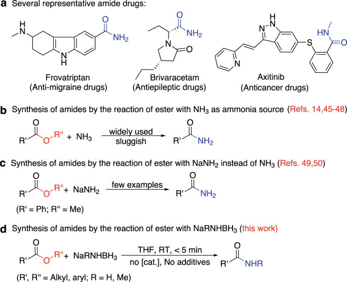 Efficient synthesis of primary and secondary amides via reacting esters  with alkali metal amidoboranes | Nature Communications