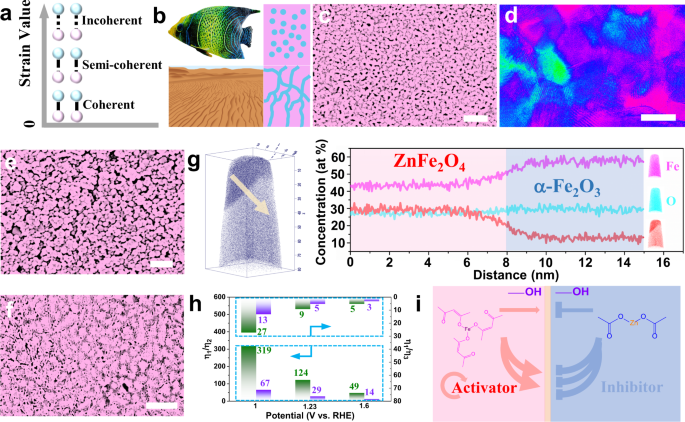 Homogeneous solution assembled Turing structures with near zero strain  semi-coherence interface