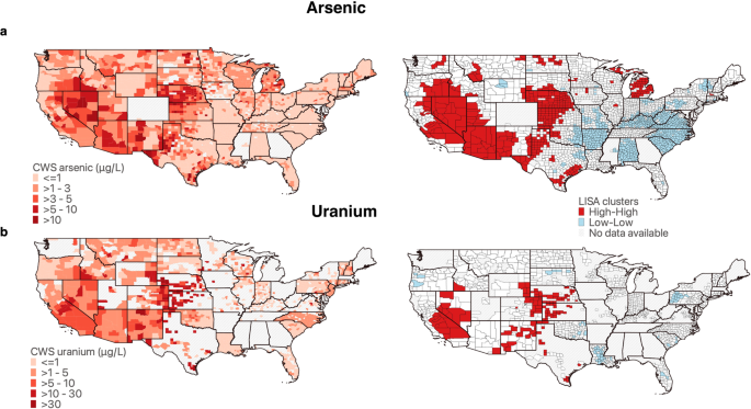 Nationwide geospatial analysis of county racial and ethnic composition and  public drinking water arsenic and uranium | Nature Communications
