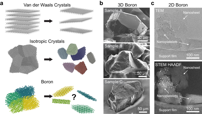 Structure and exfoliation mechanism of two-dimensional boron 