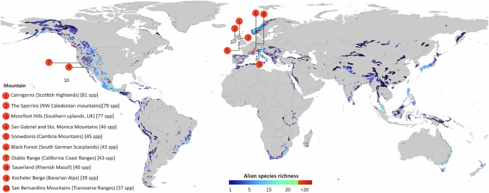 The global distribution patterns of alien vertebrate richness in ...