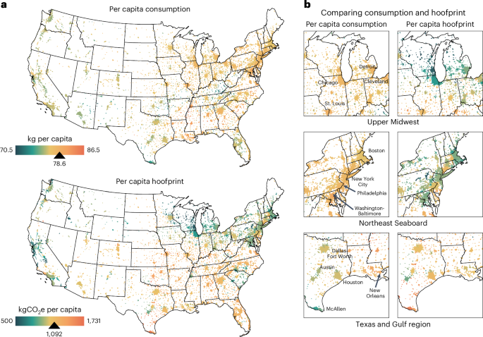 The carbon hoofprint of cities is shaped by geography and production in the livestock supply chain – Nature