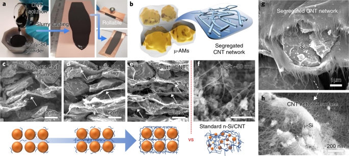 High Areal Capacity Battery Electrodes Enabled By Segregated Nanotube Networks Nature Energy