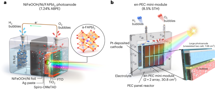 All-perovskite-based unassisted photoelectrochemical water 
