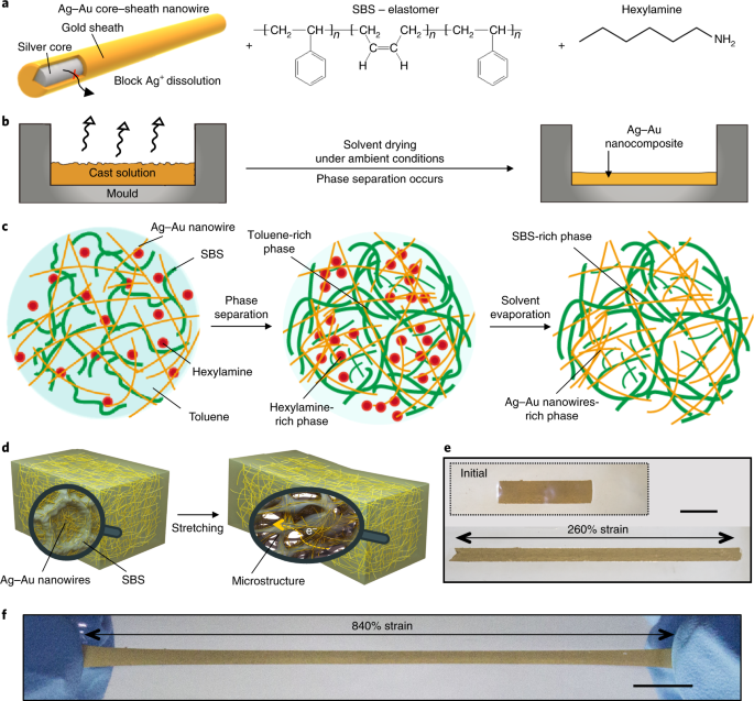 Highly conductive, stretchable and biocompatible ag–au core–sheath nanowire composite for wearable and implantable bioelectronics