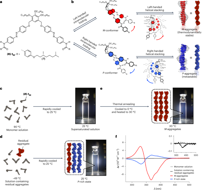 Inversion of supramolecular chirality by photo-enhanced secondary ...