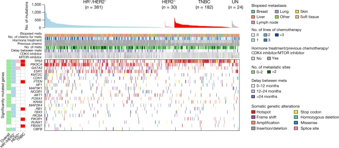 Fig .1 Repertoire of somatic genetic alterations of metastatic breast
cancers