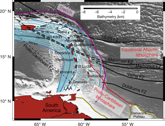 Variable water input controls evolution of the Lesser Antilles volcanic arc  | Nature