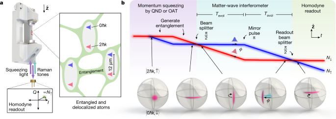 entanglement-enhanced-matter-wave-interferometry-in-a-high-finesse-cavity-nature