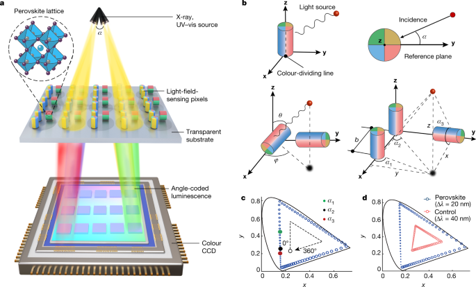 X-ray-to-visible light-field detection through pixelated colour conversion  | Nature