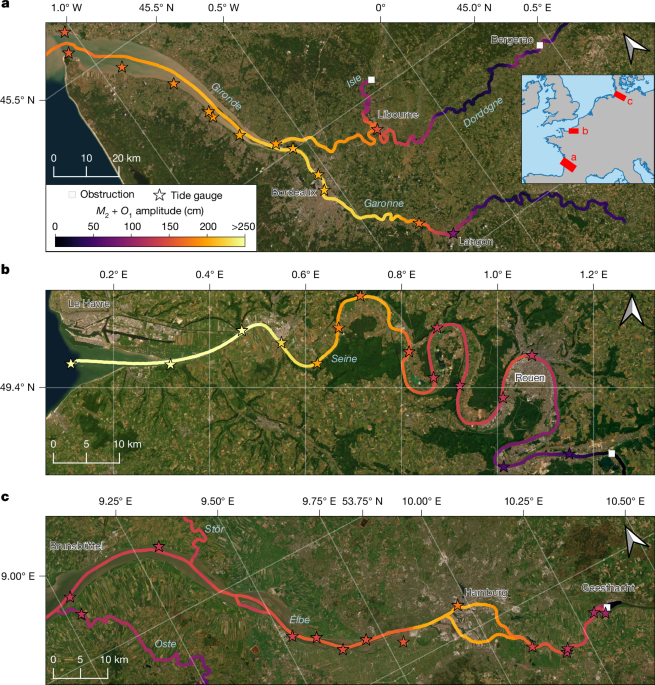Observing the tidal pulse of rivers from wide-swath satellite altimetry - Nature