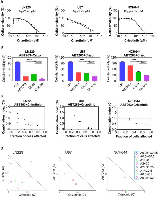 Inhibition Of Bcl 2 Xl And C Met Causes Synthetic Lethality In Synergistic Interaction Of C Met And Bcl 2 Xl Inhibition In Elished Stem Like Gbm Cells A Ln229 U87 Nch644 Were