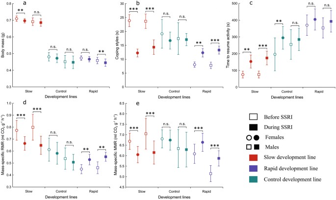 Linking organismal growth, coping styles, stress reactivity, and metabolism via responses against a selective serotonin reuptake inhibitor in an insect