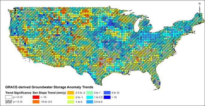 Grace satellite groundwater map