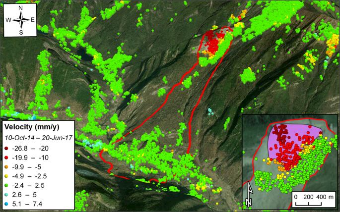 Effect of steep slopes on InSAR signal. (a) Where slopes face towards