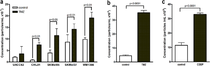 Extracellular vesicles shedding promotes melanoma growth in response to chemotherapy