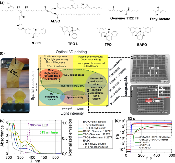 A Bio-Based Resin for a Multi-Scale Optical 3D Printing | Scientific Reports