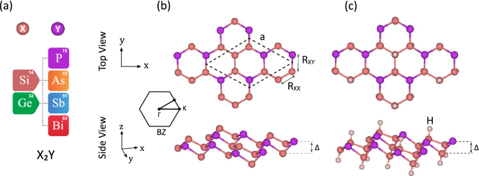 Prediction of hydrogenated group iv–v hexagonal binary monolayers
