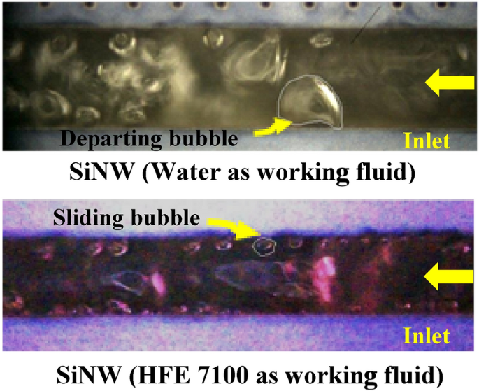 Favourably Regulating Two Phase Flow Regime Of Flow Boiling Hfe 7100 In Microchannels Using Silicon Nanowires Scientific Reports