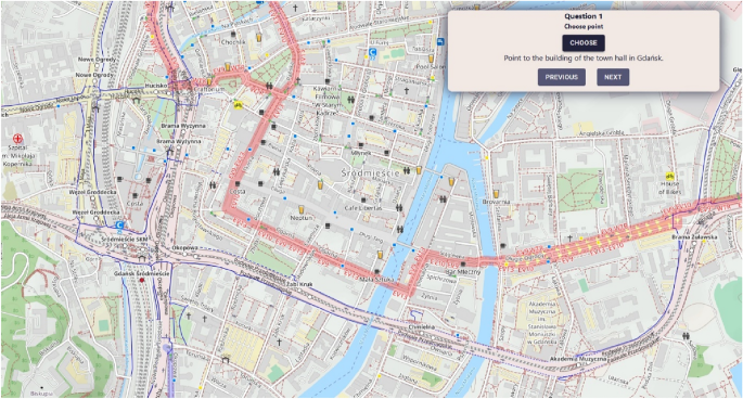 Pokémon GO user map interface (a) and corresponding OpenStreetMap
