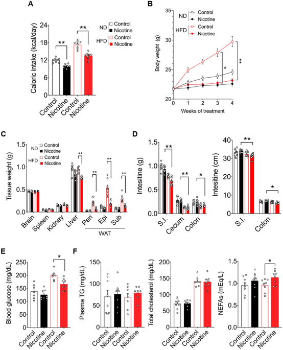 Gut microbial metabolites reveal diet-dependent metabolic changes induced by nicotine administration - Scientific Reports