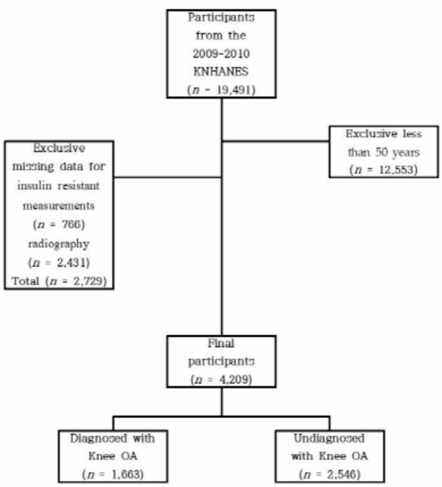 Association between insulin resistance indices and prevalence of knee osteoarthritis using the Korean National health and examination survey