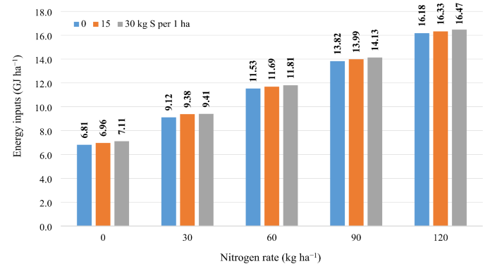 Energy balance in nitrogen and sulfur management strategies for oilseed radish Energy balance in nitrogen and sulfur management strategies for oilseed radish