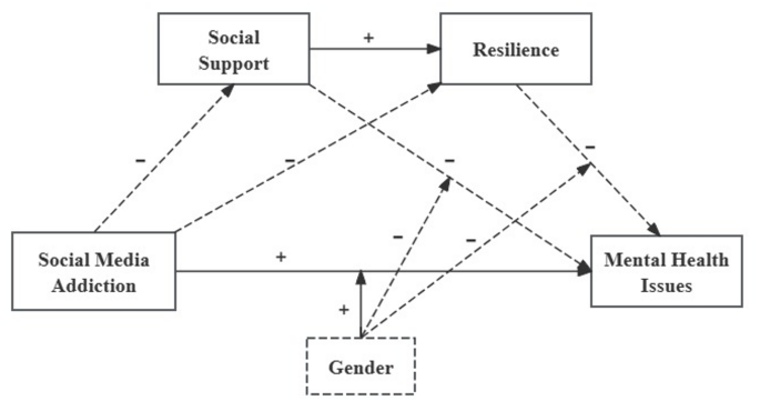 The impact of social media addiction on college students’ mental health through social support and resilience