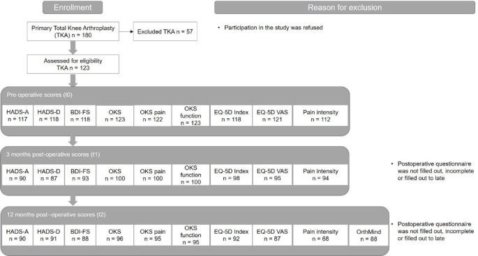 Association between pre-operative mental health and recovery outcomes following total knee arthroplasty