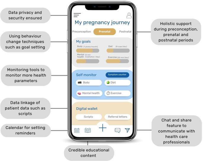 A mixed-methods study exploring women's perceptions and recommendations for  a pregnancy app with monitoring tools