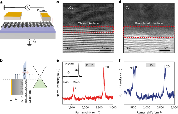 Spin injection in graphene using ferromagnetic van der waals contacts of indium and cobalt