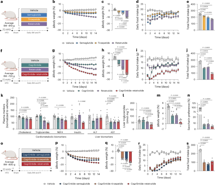 Cagrilintide and retatrutide combination therapy enhances weight loss and metabolic outcomes in obese male rats