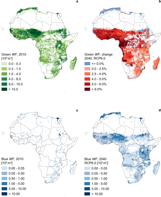 Efficient agricultural practices in Africa reduce crop water footprint despite climate change, but rely on blue water resources