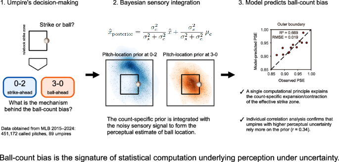 Bayesian sensory integration explains ball-count bias in Major League Baseball umpires