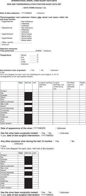 International spinal cord injury skin and thermoregulation function basic data set