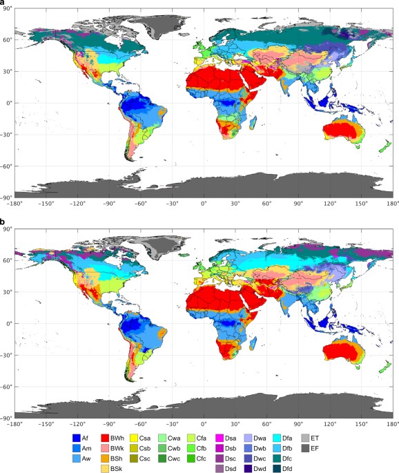 Present and future Köppen-Geiger climate classification maps at 1-km  resolution | Scientific Data