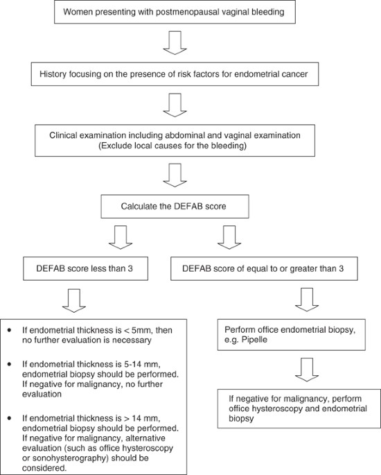 Predicting the risk of endometrial cancer in postmenopausal women  presenting with vaginal bleeding: the Norwich DEFAB risk assessment tool