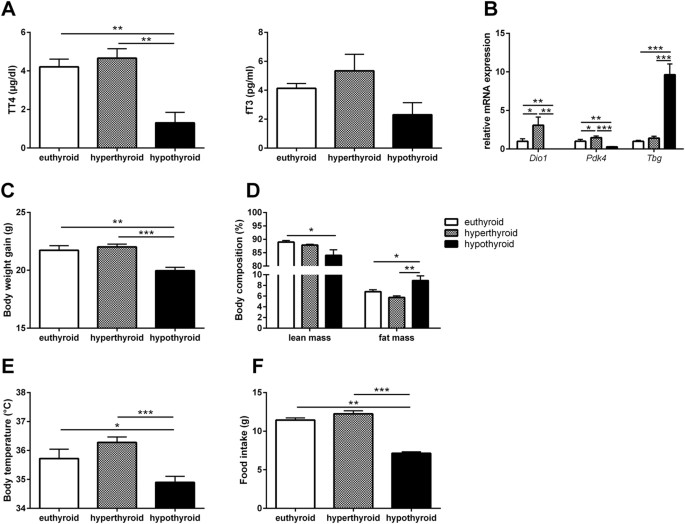 Thyroid hormone status defines brown adipose tissue activity and browning of white adipose tissues in mice