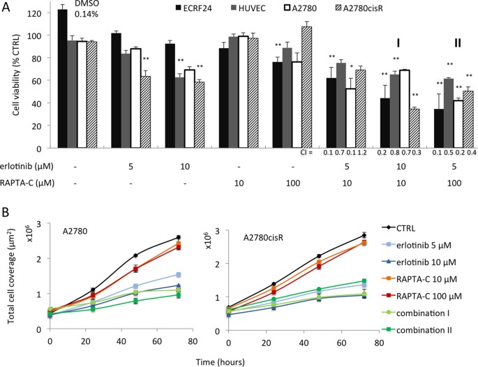 Combination Of Ruthenium Ii Arene Complex Ru H6 P Cymene Cl2 Pta Rapta C And The Epidermal Growth Factor Receptor Inhibitor Erlotinib Results In Efficient Angiostatic And Antitumor Activity Scientific Reports